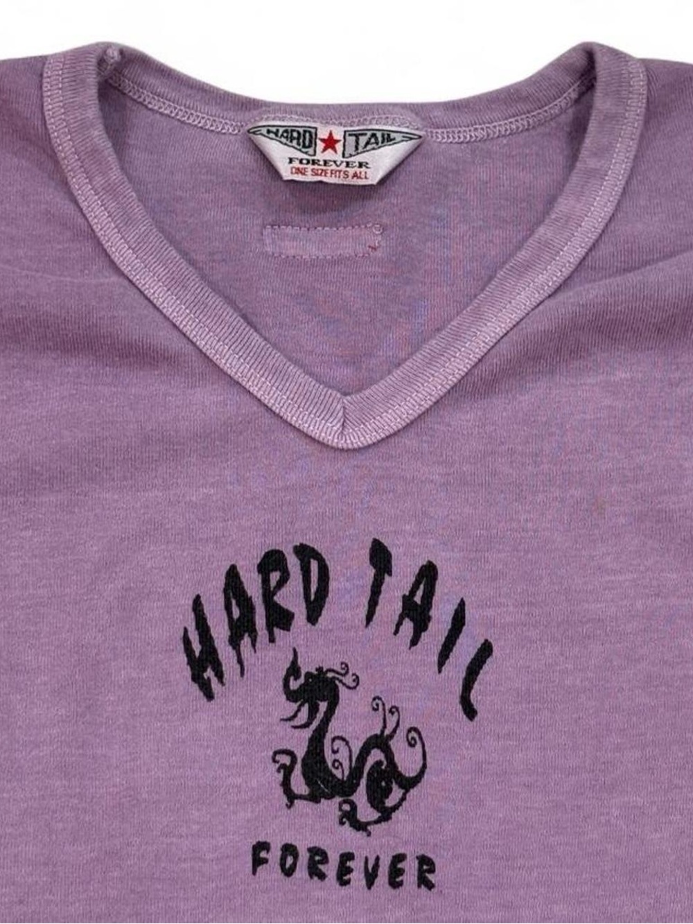 Y2K vintage Hard Tail V Neck Long Sleeve baby tee shirt dragon graphic